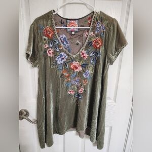 Johnny Was Boho Chic Velour Top Oversized